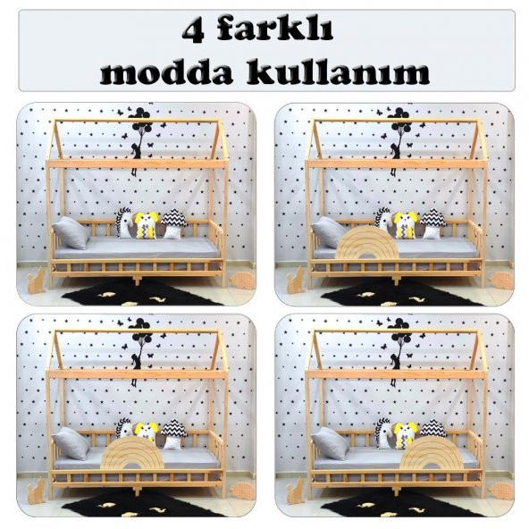 Markaawm Çatılı Montessori Yatak 90x190 Doğal Çam Çocuk Karyola - 2