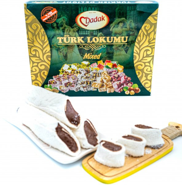 Dadak Lokum ve Kuruyemiş Hindistan Cevizi Kaplamalı Çikolata Dolgulu Lokum 500Gram - 3