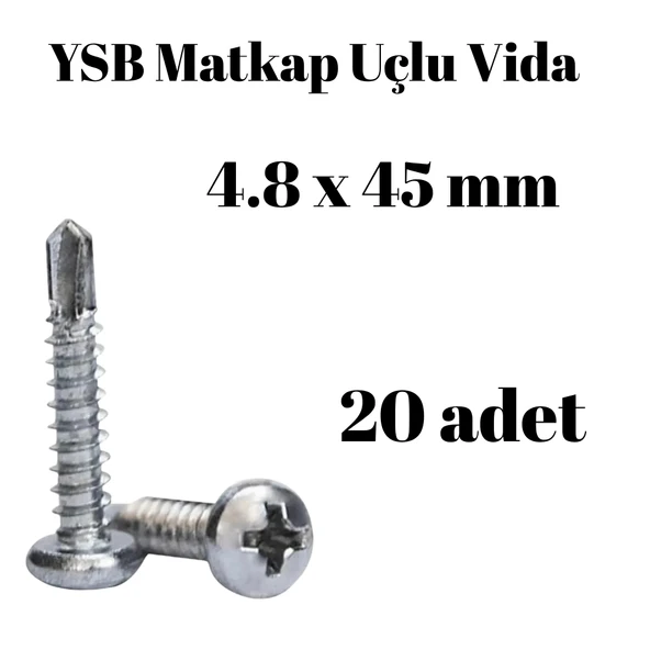 Yıldız Silindir Başlı 4.8x45 YSB Matkap Uçlu Akıllı Vida 20 Adet ürün görseli