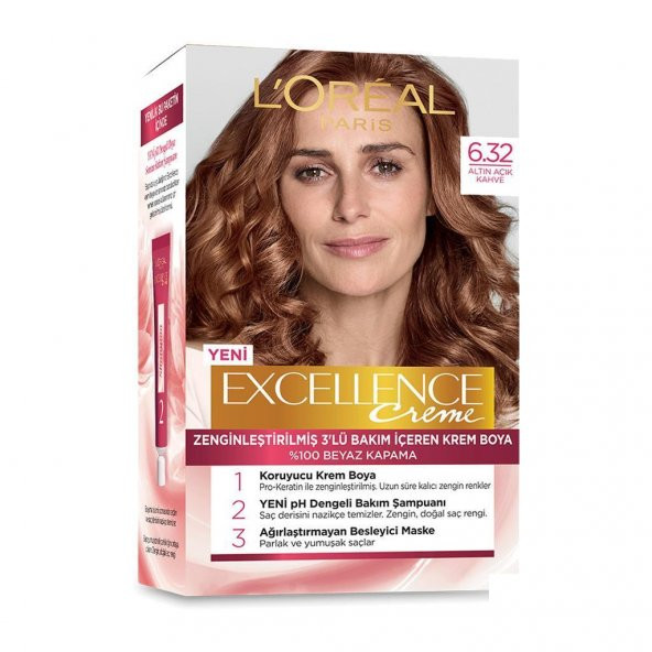 Loreal Excellence Creme Saç Boyası 6.32 Altın Açık Kahve