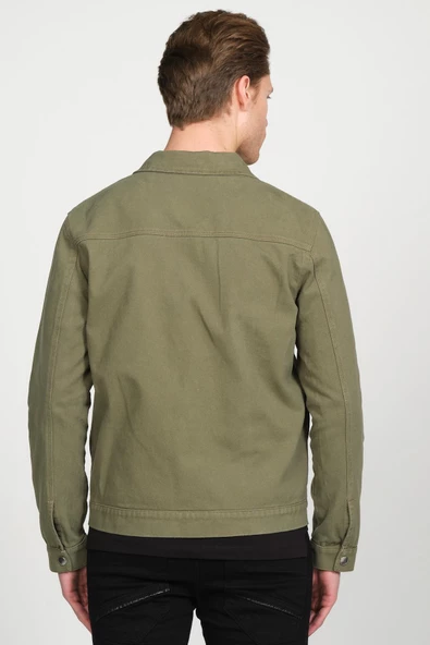 Erkek Regular Fit Fermuarlı Gabardin Spor Gömlek Ceket - 8