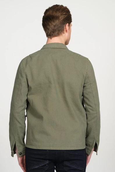 Erkek Regular Fit Düğmeli Gabardin Spor Gömlek Ceket - 8