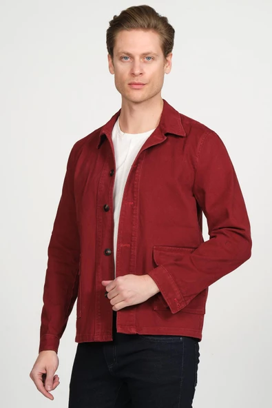 Erkek Regular Fit Düğmeli Gabardin Spor Gömlek Ceket - 12