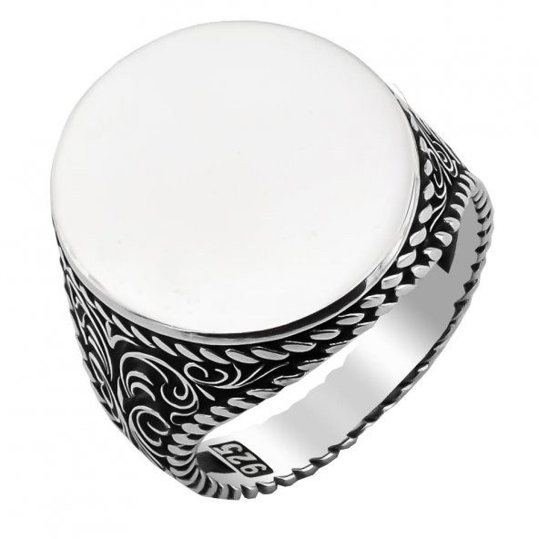 Oval Tasarımlı Düz Parlak 925 Ayar Gümüş Yüzük - Resim 3