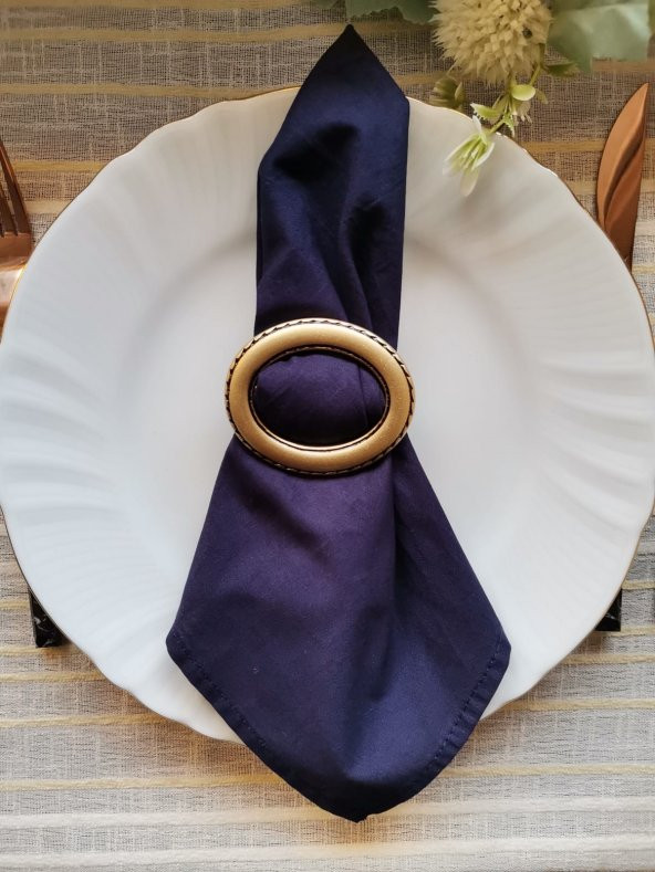 6 Adet Oval Gold Peçete Yüzüğü - 2