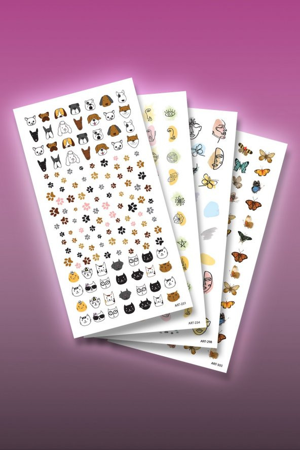 4lü Tırnak Dövmesi Seti, Tırnak Sticker Seti, Nail Art, Tattoo