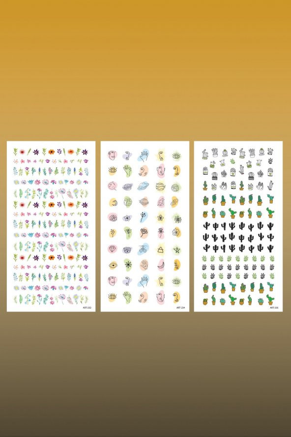 3lü Tırnak Dövmesi Seti, Tırnak Sticker Seti, Nail Art, Tattoo - 2