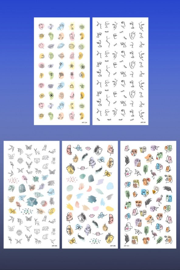 5li Tırnak Dövmesi Seti, Tırnak Sticker Seti, Nail Art, Tattoo - 2