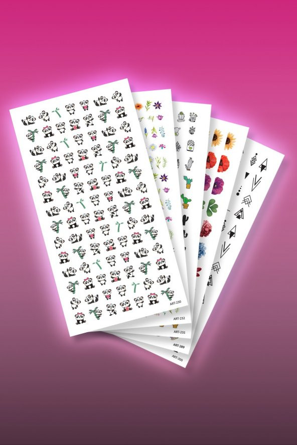 5li Tırnak Dövmesi Seti, Tırnak Sticker Seti, Nail Art, Tattoo