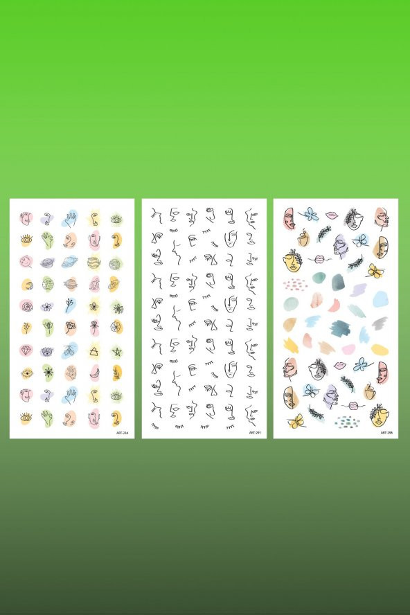 3lü Tırnak Dövmesi Seti, Tırnak Sticker Seti, Nail Art, Tattoo - 2
