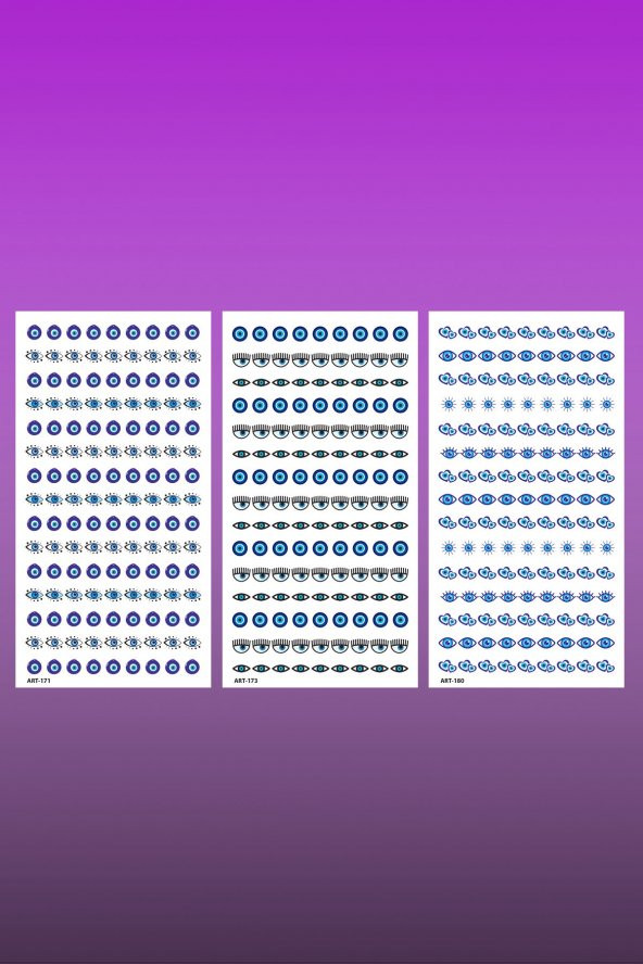 3lü Tırnak Dövmesi Seti, Tırnak Sticker Seti, Nail Art, Tattoo - 2
