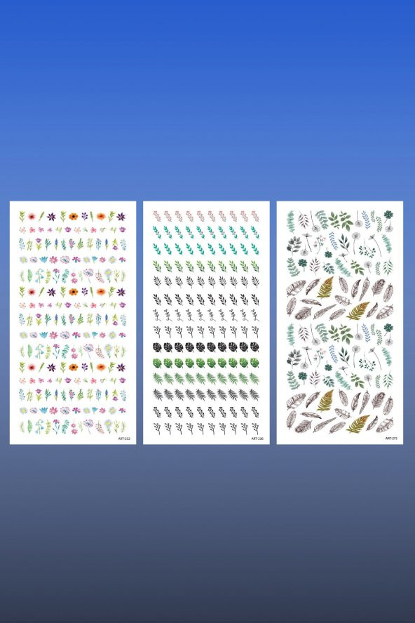 3lü Tırnak Dövmesi Seti, Tırnak Sticker Seti, Nail Art, Tattoo - 2