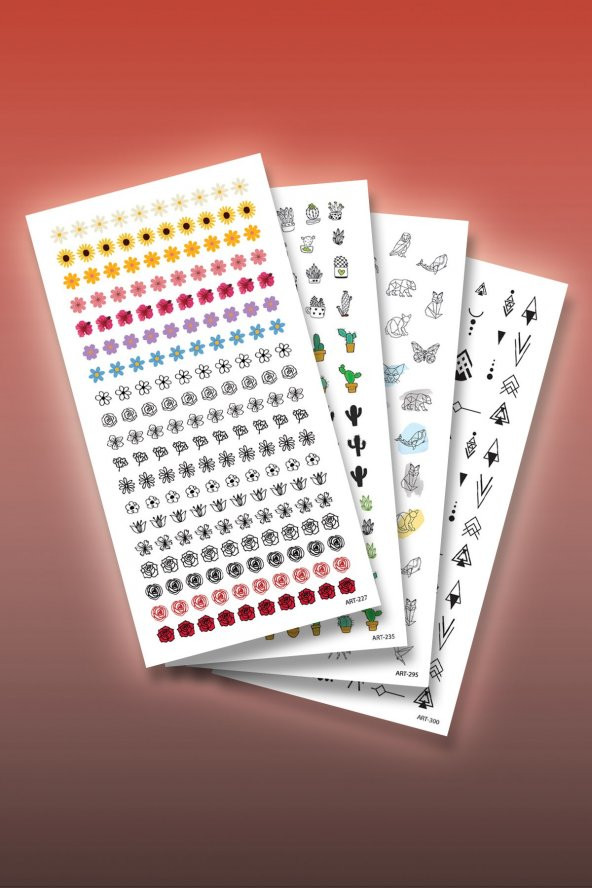 4lü Tırnak Dövmesi Seti, Tırnak Sticker Seti, Nail Art, Tattoo