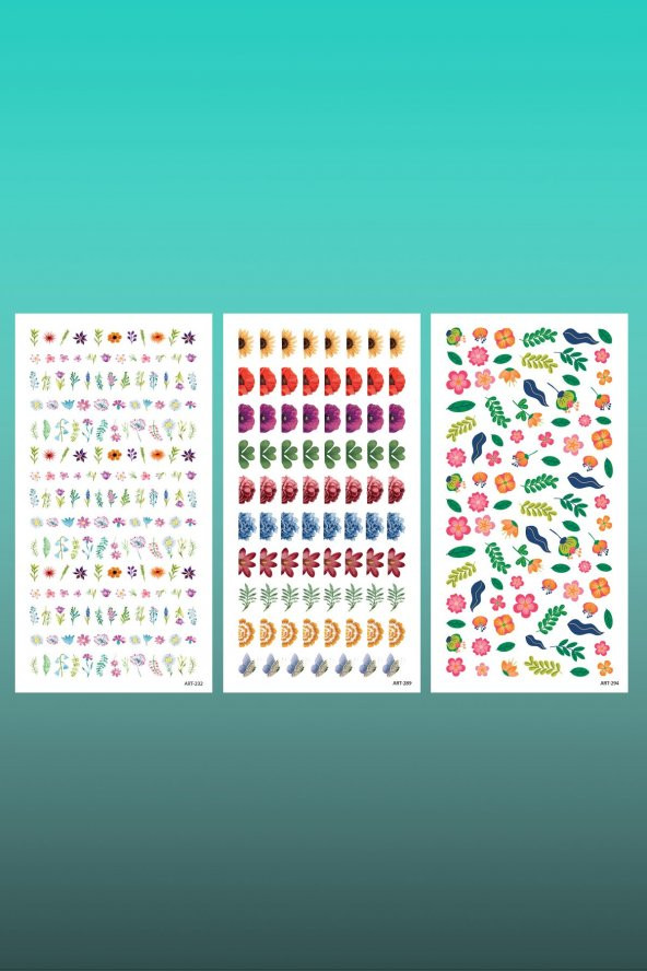 3lü Tırnak Dövmesi Seti, Tırnak Sticker Seti, Nail Art, Tattoo - 2