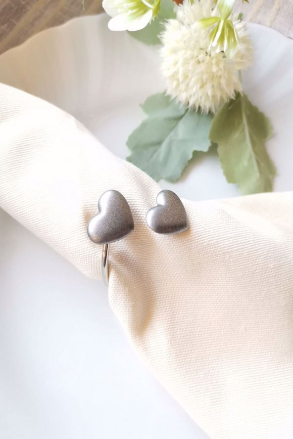 6 Adet Kalpli  Gümüş Metal Halkalı Peçete Yüzüğü - 3