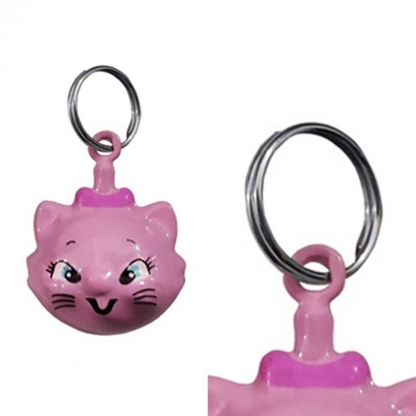 Doggie Büyük Kedi Kafası Şekilli Kedi Çanı 1 Adet 2-3,5 cm Pembe - 1