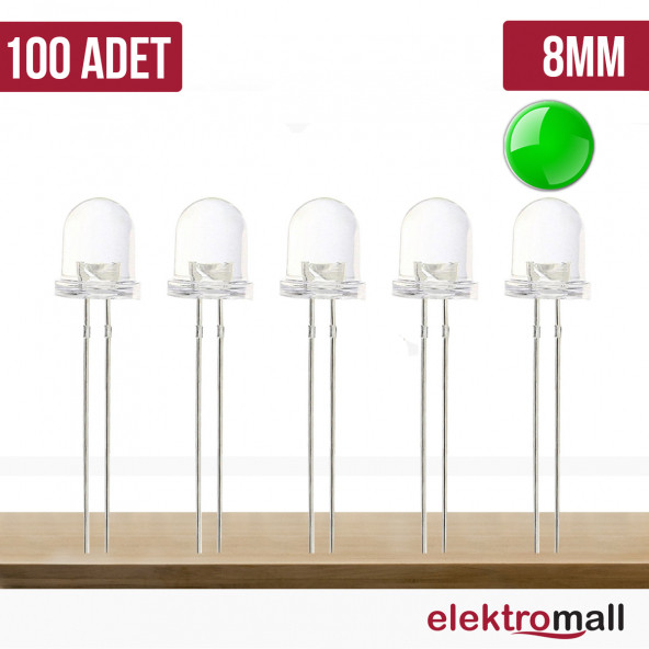 8mm Şeffaf Yeşil Led(100 ADET)