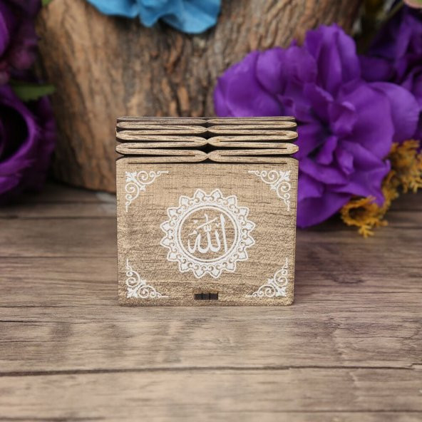 Mini Ahşap Kutu & Mini Kuran-ı Kerim Beyaz (8x7cm) - 5