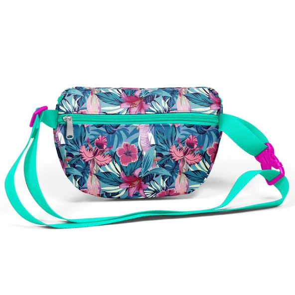 Coral High Su Yeşili Çiçek Desenli Bel Çantası - Çocuk, Genç, Yetişkin - Resim 2
