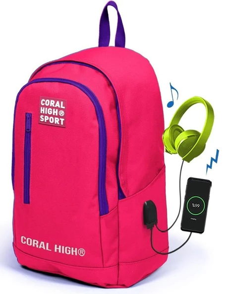 Coral High Sport Fuşya Okul ve Günlük Sırt Çantası - Çocuk, Genç - Resim 3