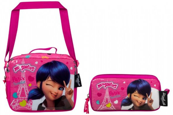 Miraculous Marinette Pembe Beslenme ve Kalem Çantası Seti