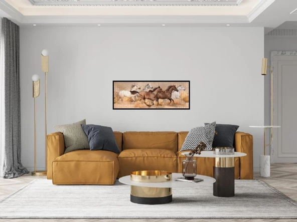 Nova 1000 Parça Kum Fırtınasında Koşan Atlar Panorama Puzzle - 4