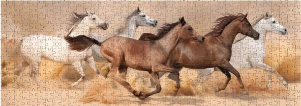 Nova 1000 Parça Kum Fırtınasında Koşan Atlar Panorama Puzzle - 3