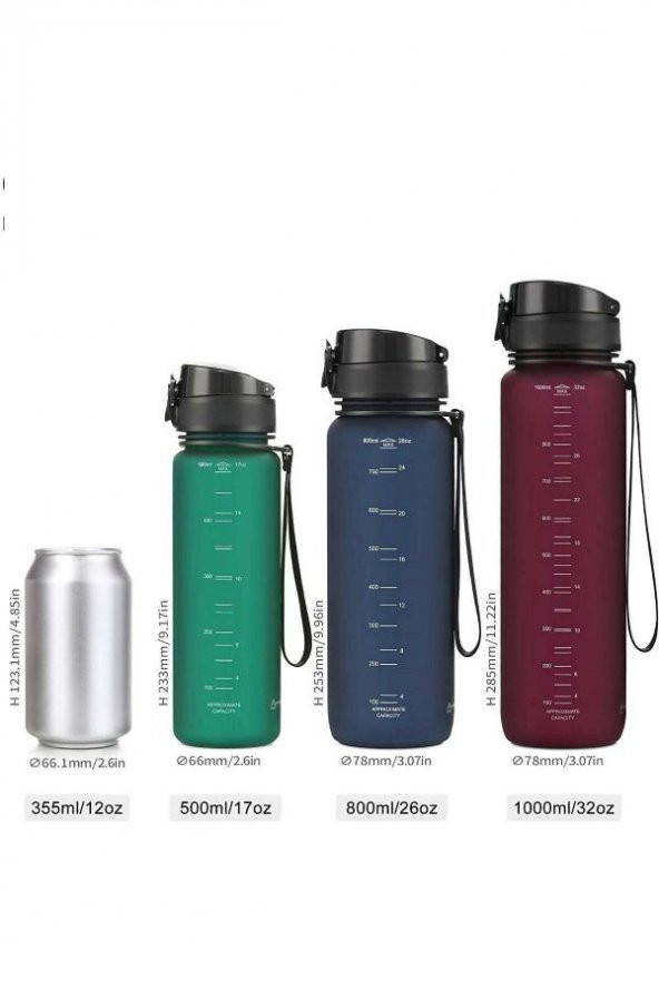 Uzspace 800 ml Siyah Tritan Kırılmaz Matara/Suluk - 3