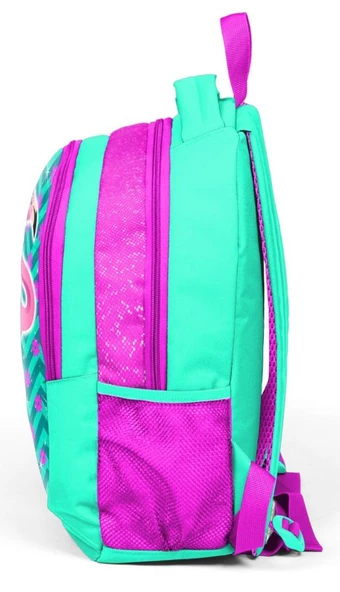 Coral High Yeşil Pembe Flamingo Kız Çocuk İlkokul Ortaokul Sırt Çantası - Resim 2