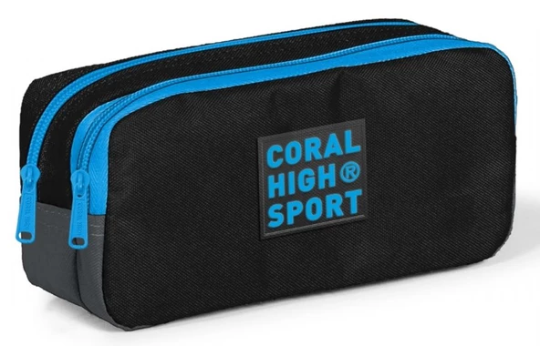 Coral High Sport İki Gözlü Siyah Gri Mavi Kalem Çantası ürün görseli
