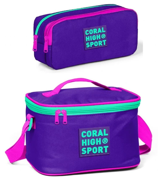Coral High Sport Mor Beslenme ve Kalem Çantası Okul Seti
