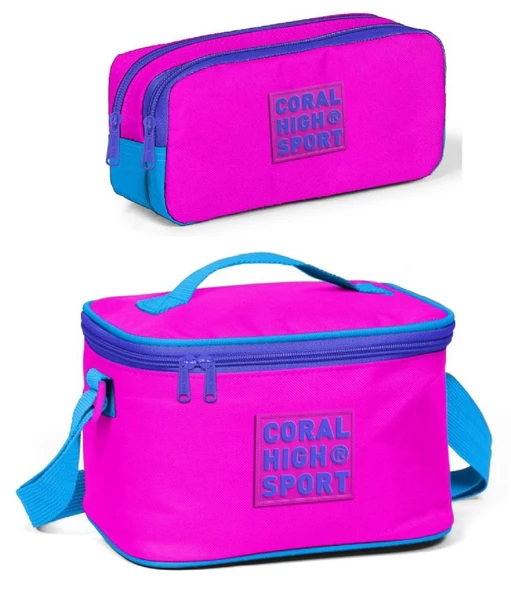 Coral High Sport Pembe Mavi Beslenme ve Kalem Çantası Okul Seti