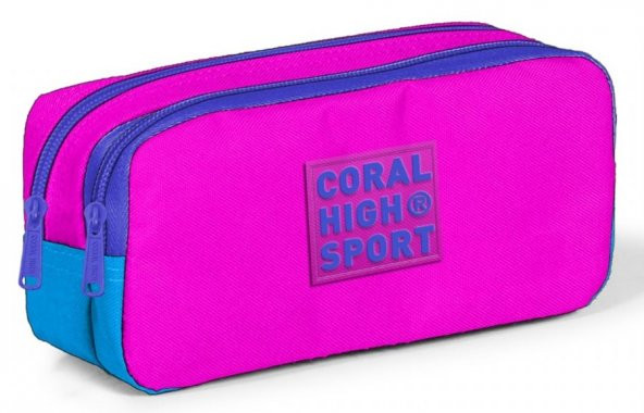 Coral High Sport İki Gözlü Pembe Mavi Kalem Çantası