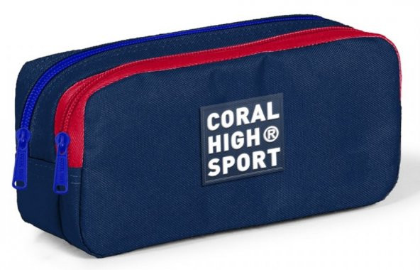 Coral High Sport İki Gözlü Lacivert Kırmızı Kalem Çantası