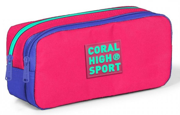 Coral High Sport İki Gözlü Neon Mercan Lavanta Kalem Çantası