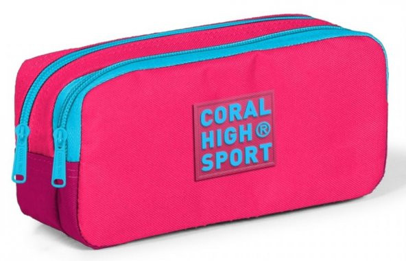 Coral High Sport Pembe-Kırmızı-Mavi Kalem Çantası - İki Gözlü