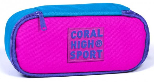 Coral High Sport Pembe Mavi İç Bölmeli Oval Kalem Çantası