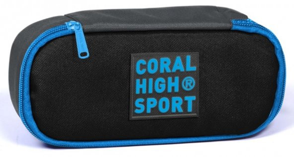 Coral High Sport Siyah Gri İç Bölmeli Oval Kalem Çantası