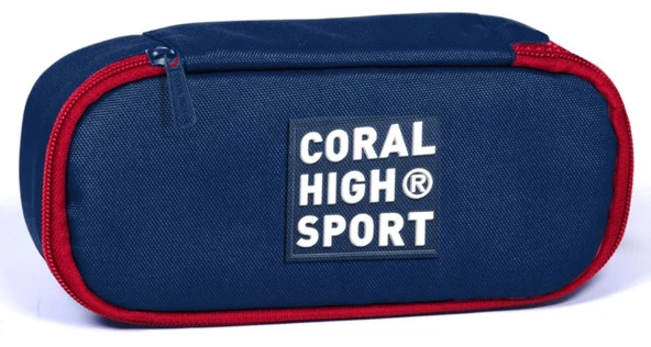 Coral High Sport Lacivert Kırmızı İç Bölmeli Oval Kalem Çantası