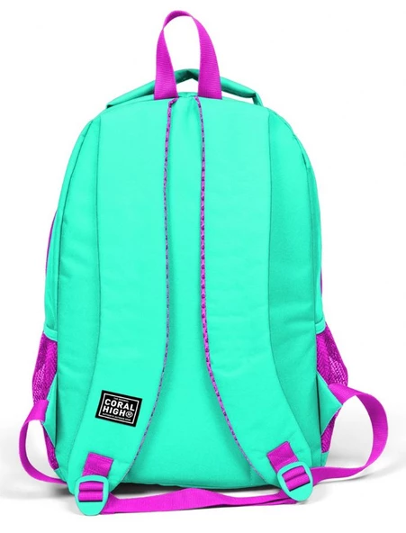 Coral High Yeşil Pembe Flamingo Kız Çocuk İlkokul Ortaokul Sırt Çantası - Resim 3