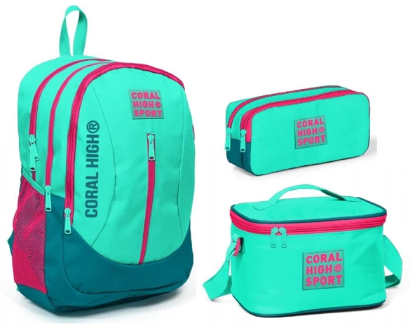 Coral High Sport Su Yeşili Okul Çanta Seti - Kız ve Erkek Çocuk ürün görseli