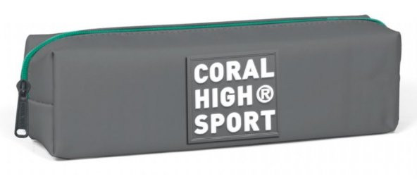 Coral High Sport Tek Bölmeli Gri Yeşil Fermuar Kalemlik