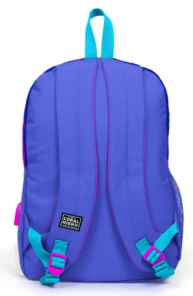 Coral High Sport Lacivert Pembe Okul ve Günlük Sırt Çantası - Dört Gözlü - USB ve AUX Soketli - Resim 3