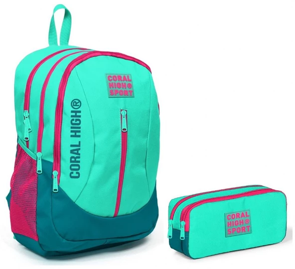 Coral High Sport Su Yeşili Okul Çantası ve Kalemlik Seti ürün görseli