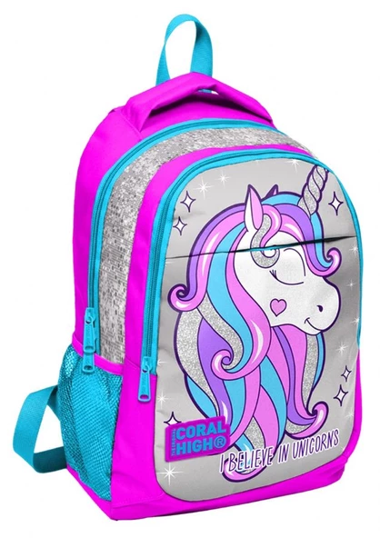 Coral High Pembe Mavi Unicorn Kız Çocuk İlkokul Ortaokul Sırt Çantası