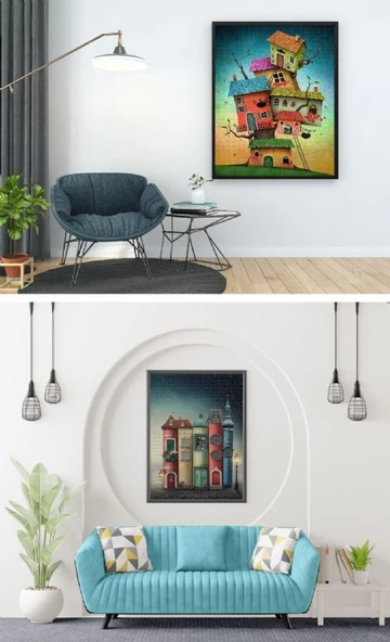 Nova 2x1000 Parça Fantastik Evler ve Kitap Sokağı Puzzle Seti - 6