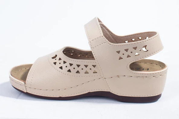 Dagoster DZA37-1818 Bej Günlük Ortopedik Kadın Sandalet - 3