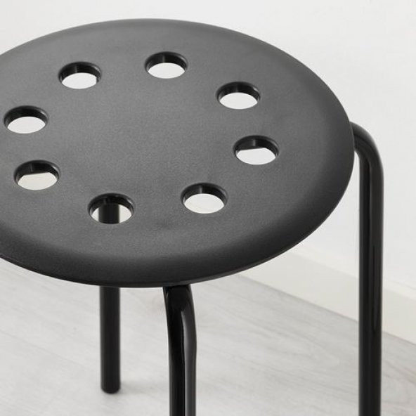Tabure, Siyah IKEA Genişlik 40Cm Siyah Renk Yuvarlak Tabure - 2