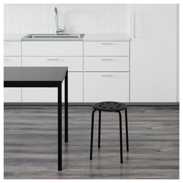 Tabure, Siyah IKEA Genişlik 40Cm Siyah Renk Yuvarlak Tabure - 4