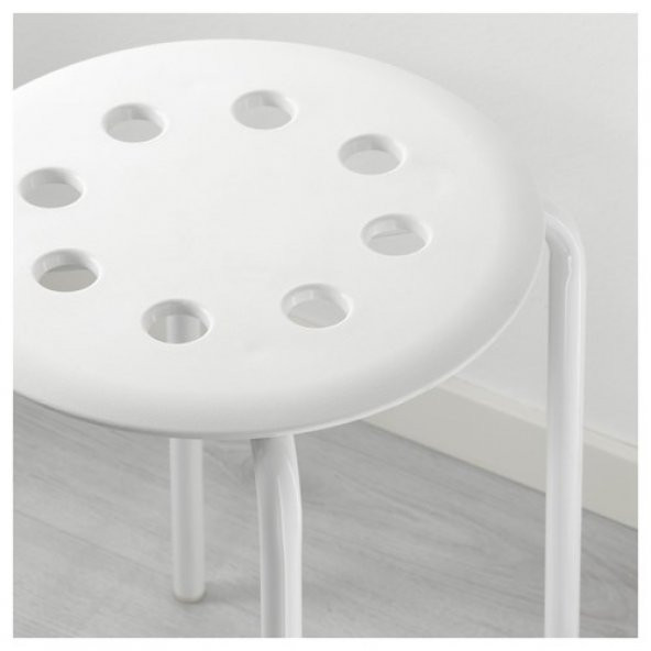 Tabure,Beyaz IKEA Genişlik 40Cm Beyaz Renk Yuvarlak Tabure - 2